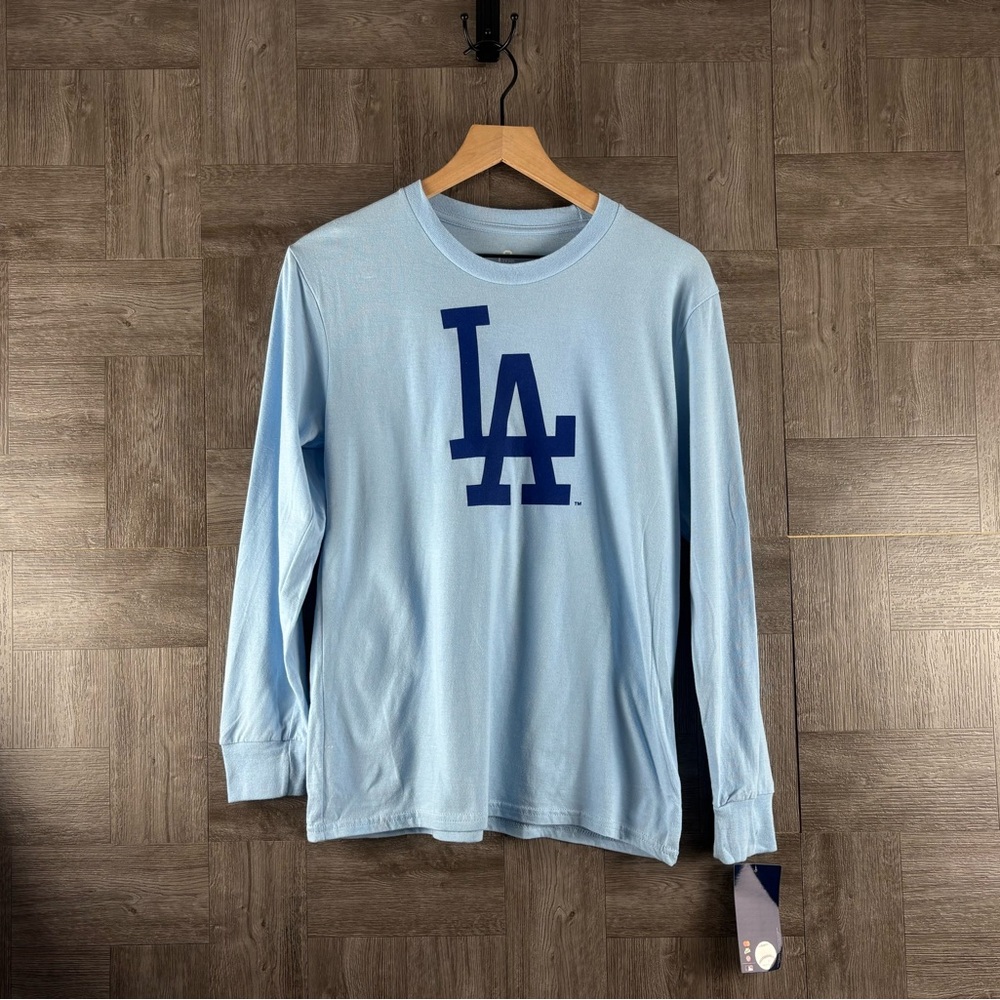 LA DODGERS Logo Shohei Ohtani #17 Youth Light Blue Long Sleeve Shirt MLB Sports